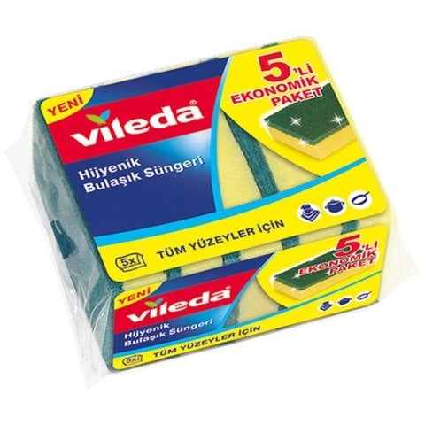VİLEDA BULAŞIK SÜNGERİ YEŞİL 5Lİ DÜZ 1*12