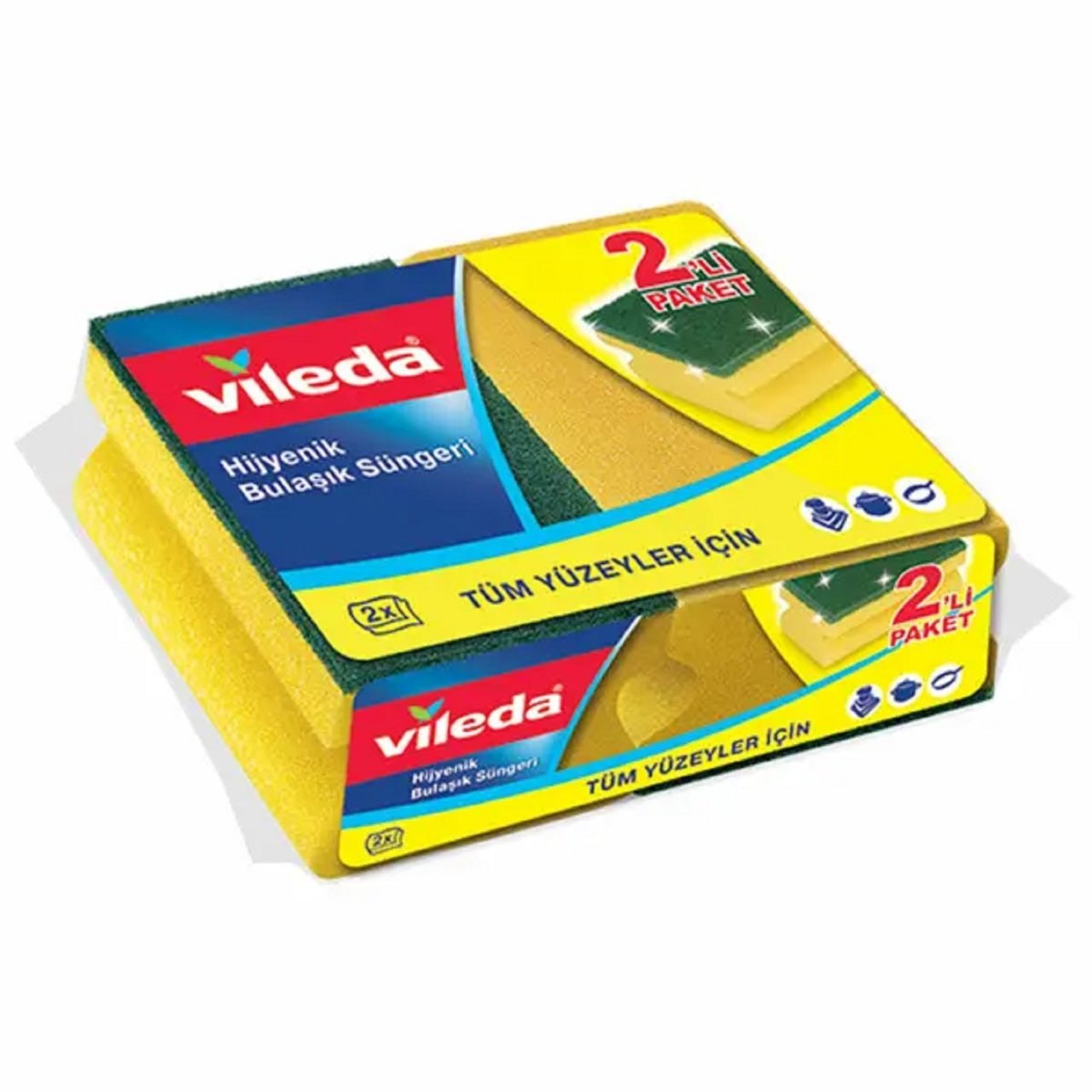 VİLEDA BULAŞIK SÜNGERİ YEŞİL 2Lİ OLUKLU 1*12