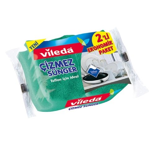 VİLEDA BULAŞIK SÜNGERİ ÇİZMEZ 2Lİ OLUKLU 1*12
