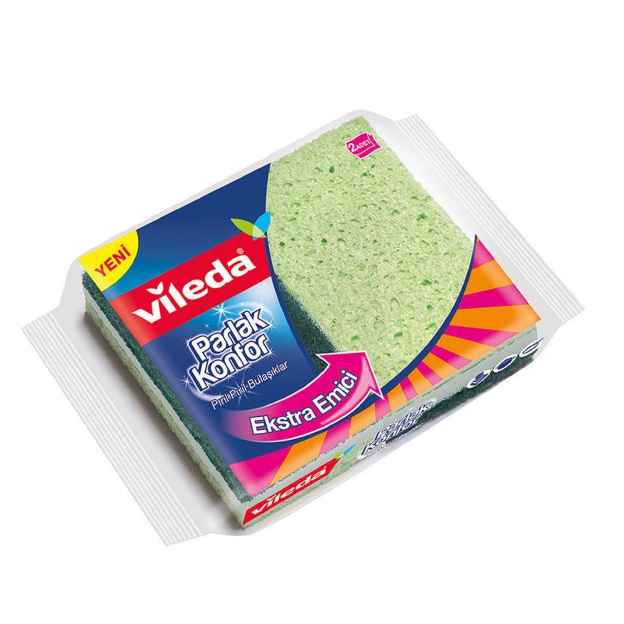 VİLEDA BULAŞIK SÜNGERİ KONFOR 2Lİ DÜZ PARLAK 1*12