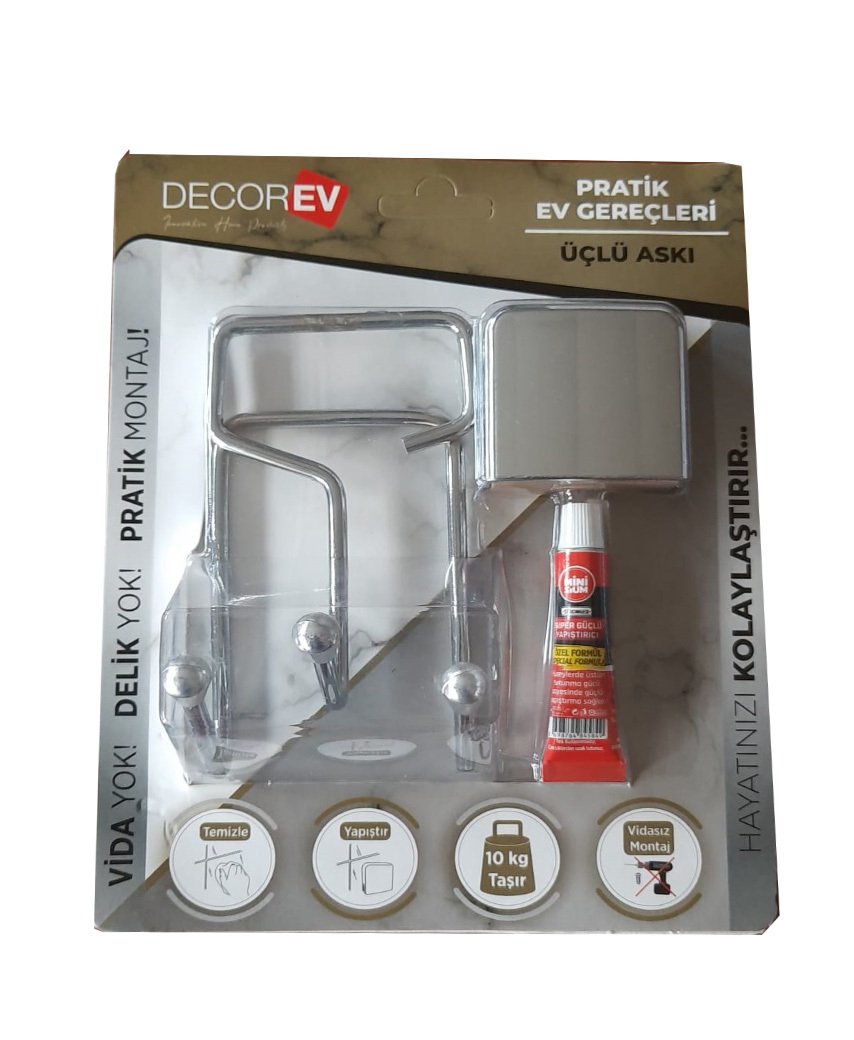 DECOREV METAL ASKI 3'LÜ KROM DC-4773 1*36
