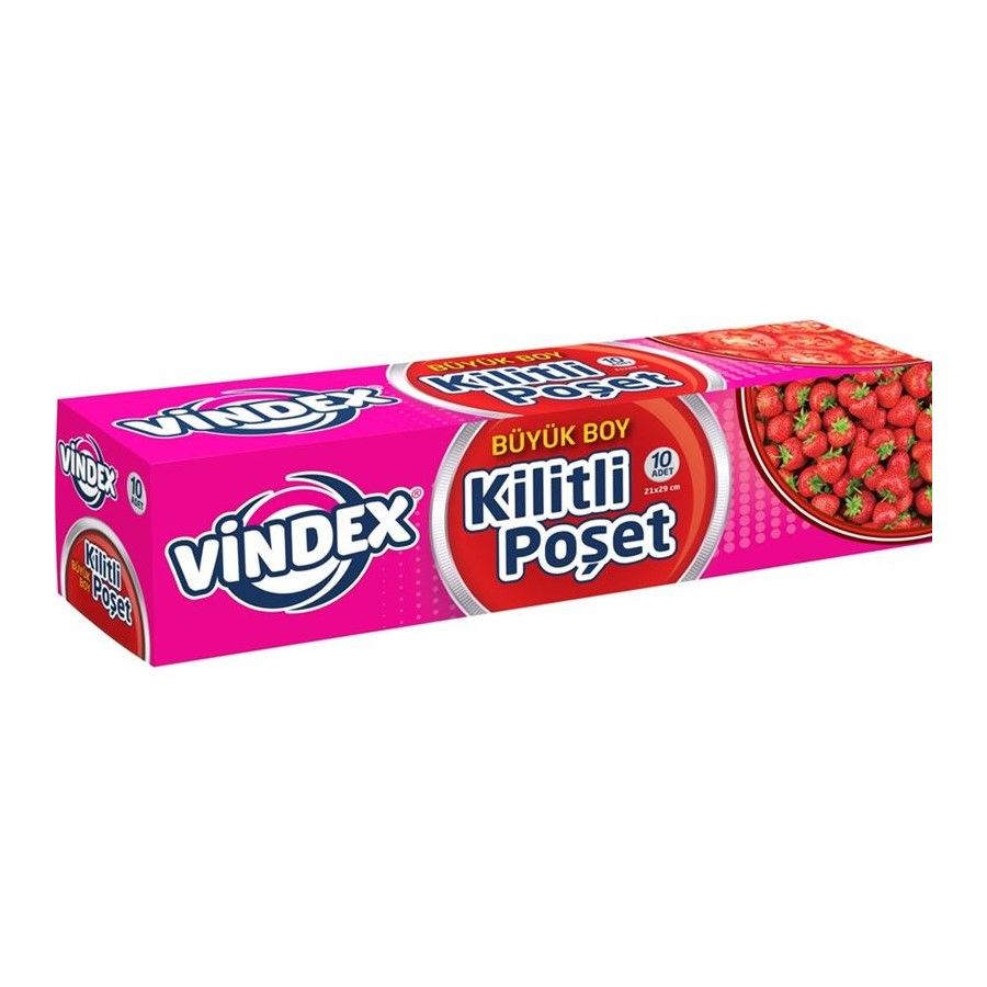 VİNDEX BUZDOLABI POŞETİ KİLİTLİ BÜYÜK BOY 10'Lİ 21*29CM 1*24