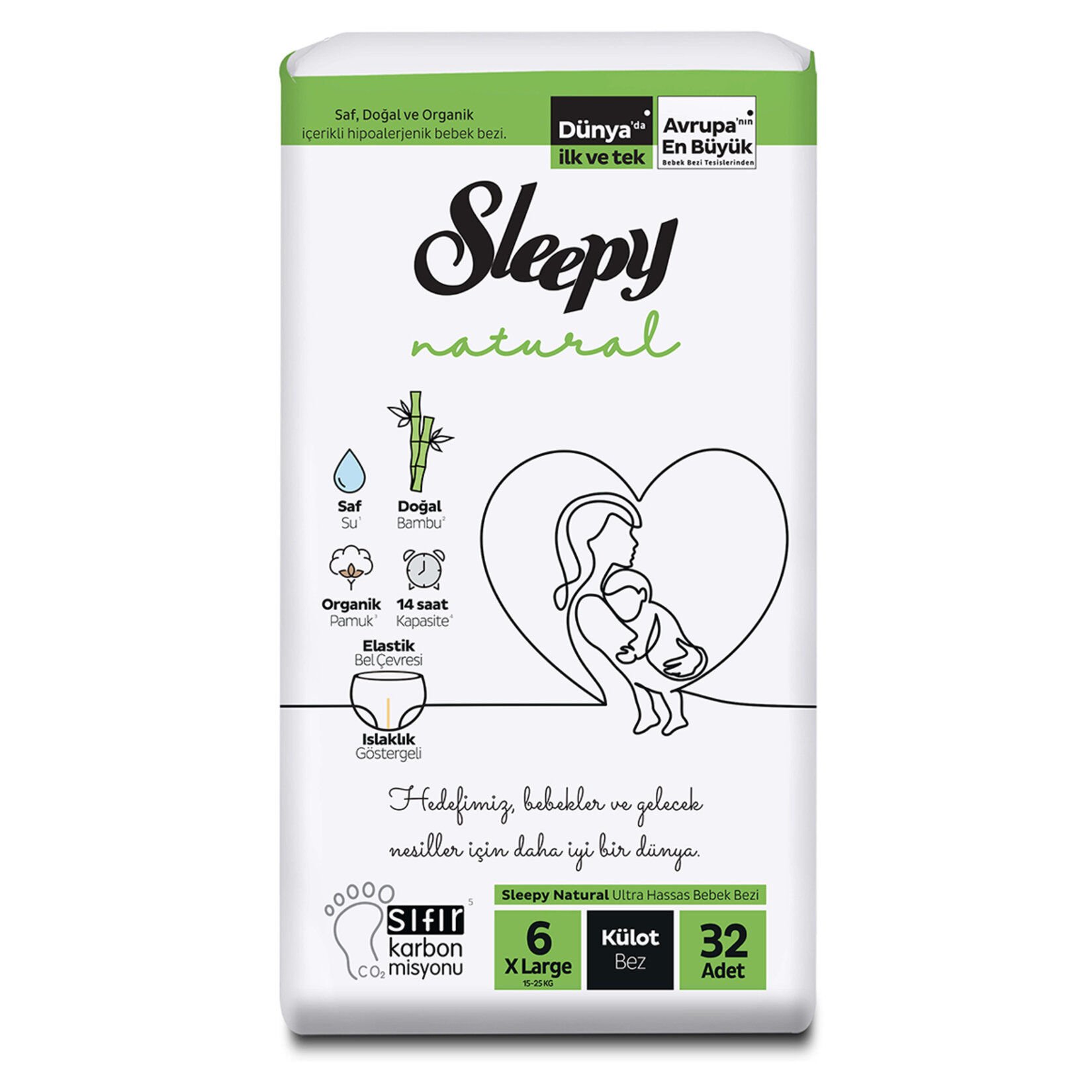 SLEEPYXXXX KÜLOT BEZ NAT.2'Lİ 6XLARGE 32'Lİ 15-25KG 1*4