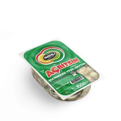 NAMLI YEŞİL ZEYTİN ÇEKİRDEKSİZ 150GR 1*24