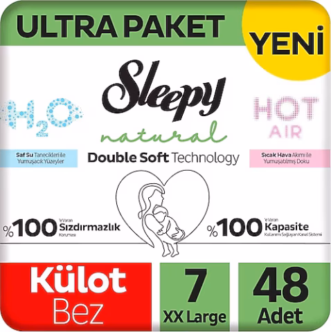 SLEEPY B.KÜLOT BEZ DOUBLE 7XXLARGE 20-30KG ULTRA NATURAL 48'Lİ 1*2