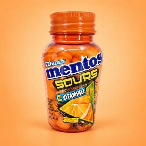 MENTOS Ş.SIKI PORTAKAL SOURS C VİT. 70'Lİ 49GR 1*6