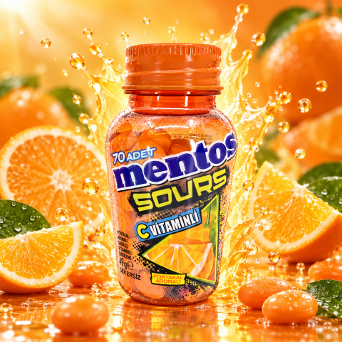 MENTOS Ş.SIKI PORTAKAL SOURS C VİT. 70'Lİ 49GR 1*6