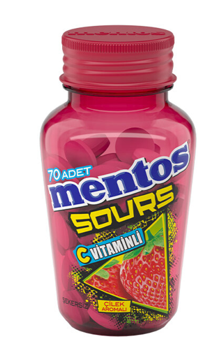MENTOS Ş.SIKI ÇİLEK SOURS C VİT. 70'Lİ 49GR 1*6