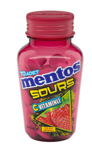 MENTOS Ş.SIKI ÇİLEK SOURS C VİT. 70'Lİ 49GR 1*6