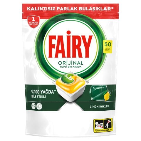 FAİRY KAPS.H1A 50'Lİ SARI ORİJİNAL LİMON KOKULU 675G 1*4