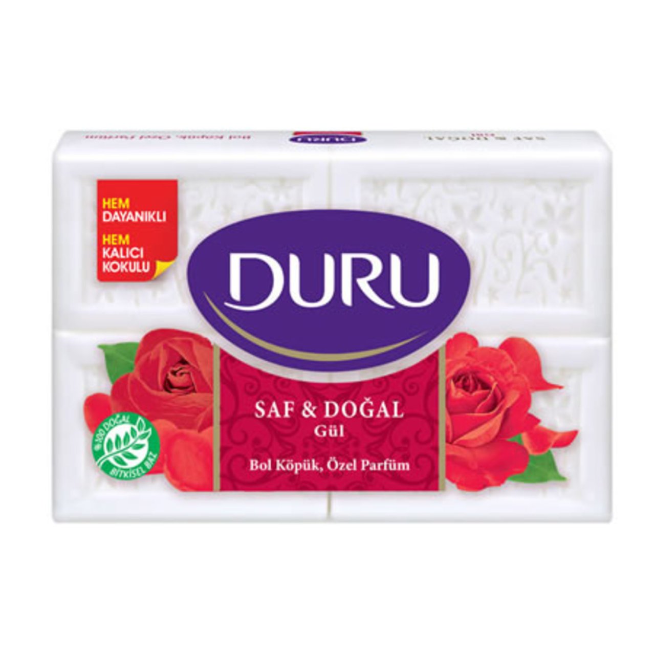 DURU SABUN 4*150GR SAF&DOĞAL GÜL 600GR 1*15