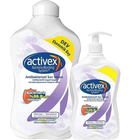 ACTİVEX SIVI SABUN 1L+ 500ML ANTİBAKTERİYEL HASSAS/ SENSİTİVE 1*6
