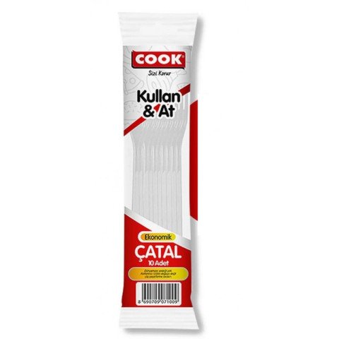 COOK  PLASTİK ÇATAL 10LU EKO BEYAZ 1*120