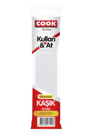 COOK  PLASTİK KAŞIK 10LU EKO BEYAZ 1*100