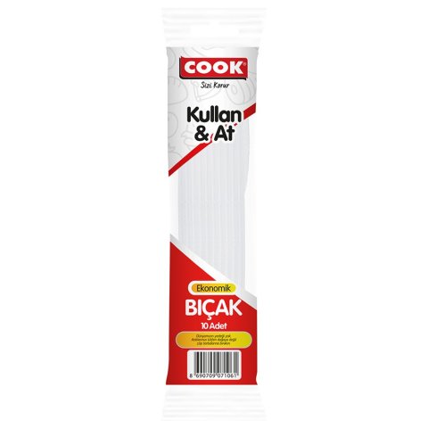 COOK  PLASTİK BIÇAK 10LU EKO BEYAZ 1*150