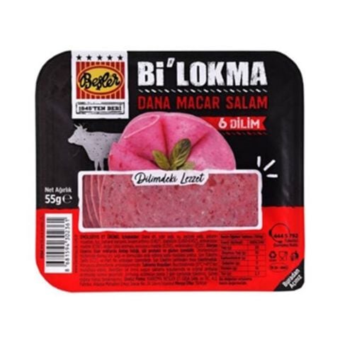 BEŞLER S.Bİ LOKMA SALAM DİLİM DANA MACAR 6DİLİM 55GR 1*12