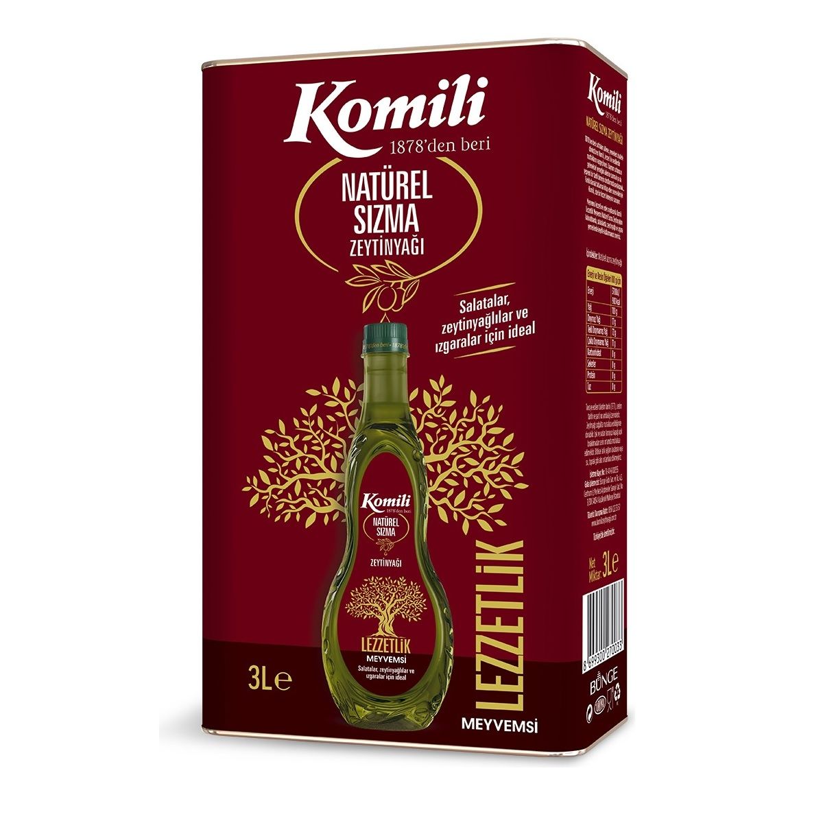KOMİLİ SIZMA 3LT NATÜREL MEYVEMSİ Z.YAĞI TNK 1*4