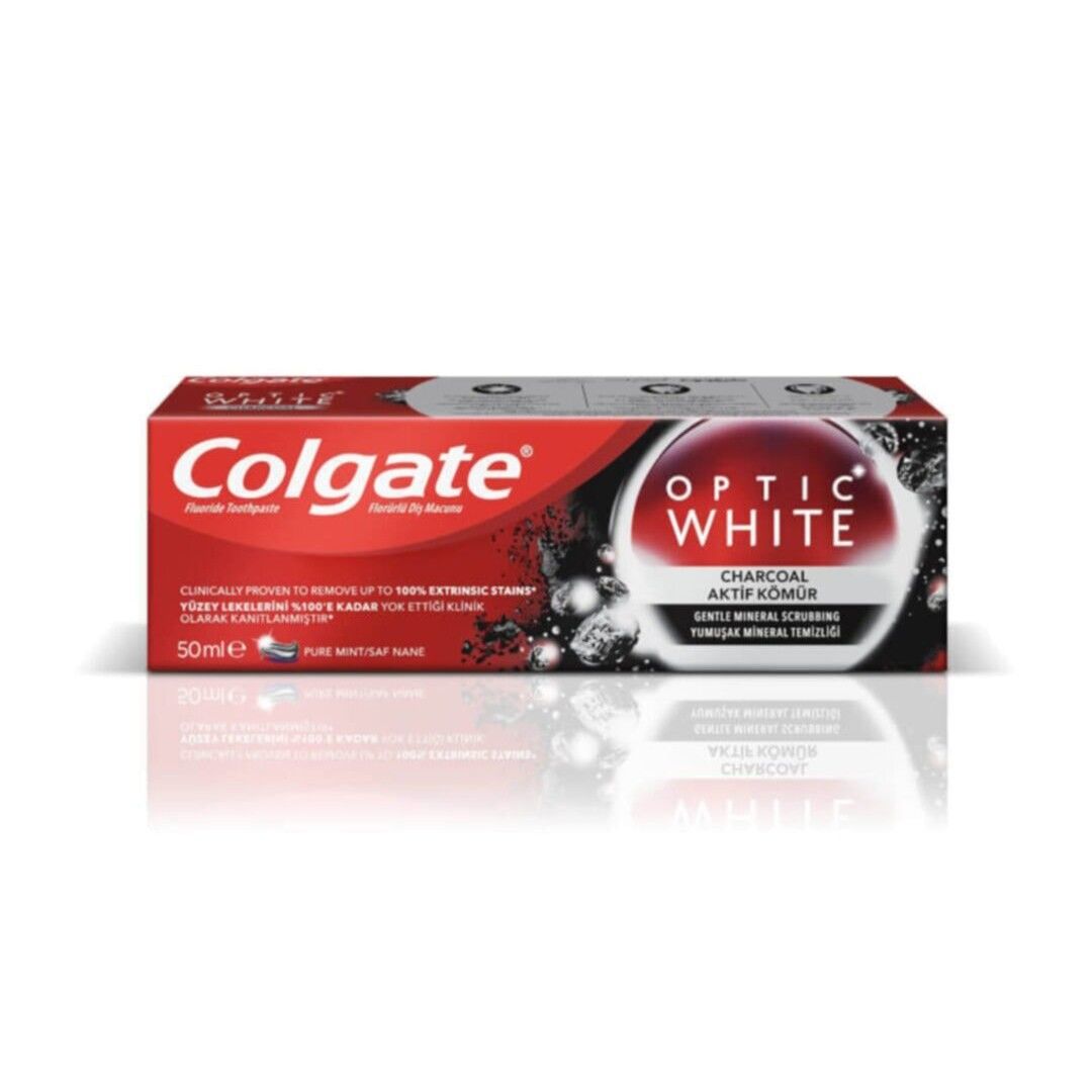 COLGATE M.OPT.BEYAZ 50ML AKTİF KÖMÜR NAZİK MİN.TEM.1*12