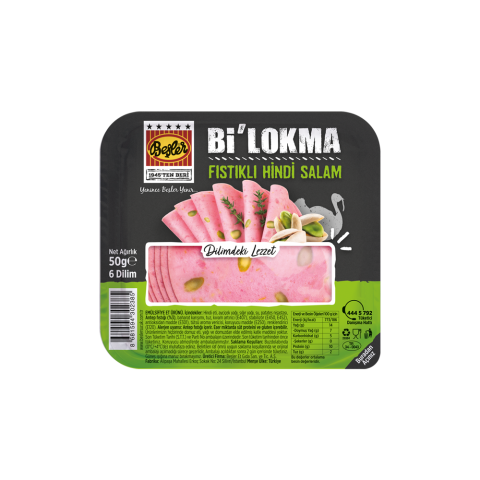 BEŞLER S.Bİ LOKMA SALAM HİNDİ FISTIKLI 6 DİLİM 50GR 1*24
