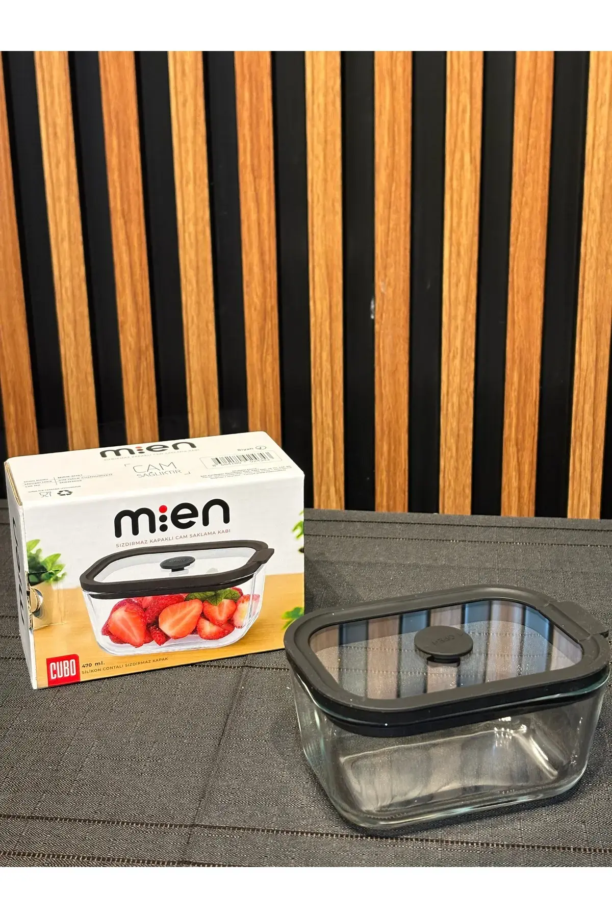 MİEN CAM SAKLAMA KABI SİYAH KAPAK 470ML MIEN-3HG01 1*36