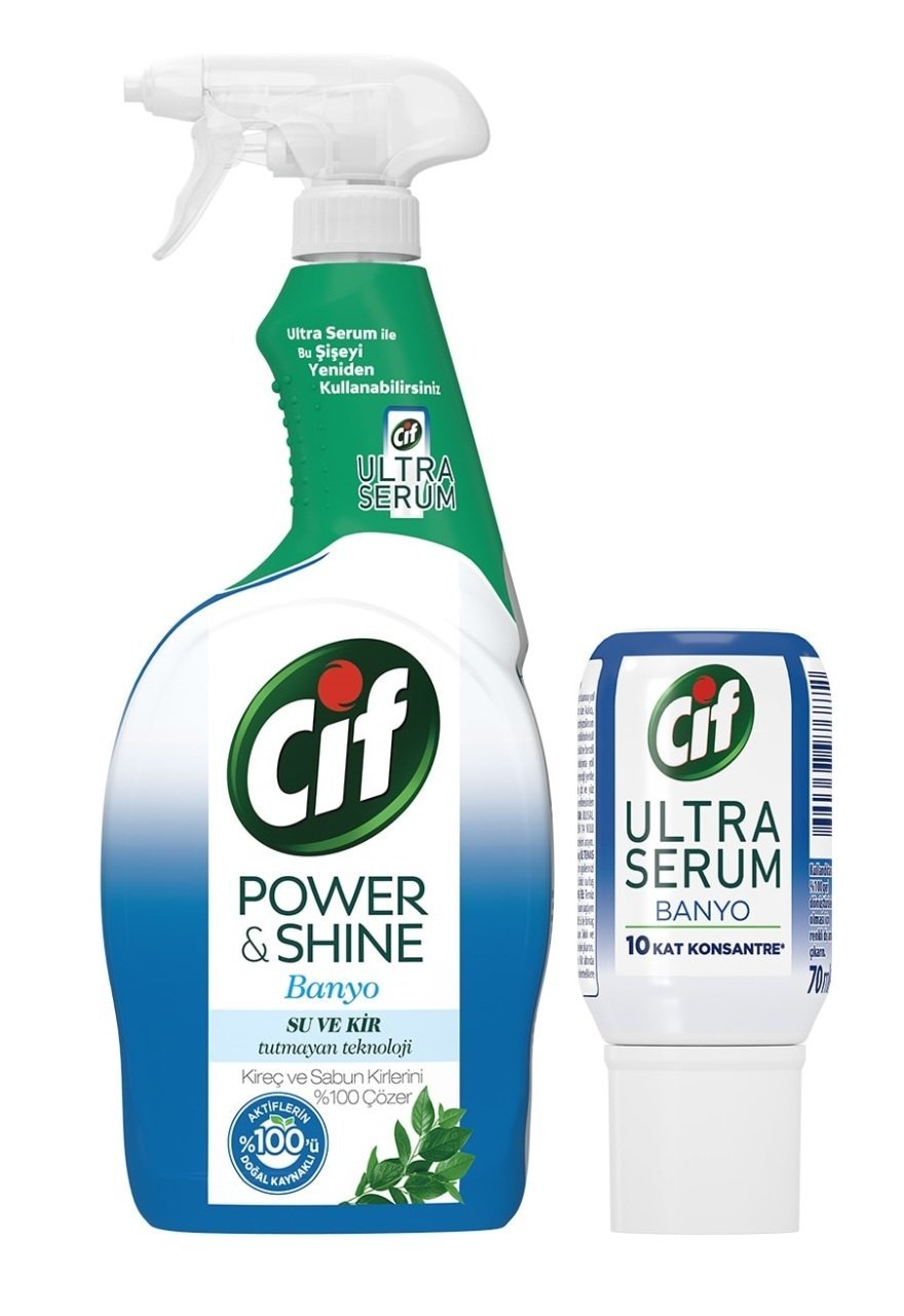 CİF YÜZEY SPREY POWER&SHİNE BANYO 750ML+SERUM HED.1*12